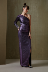 Chain Streak One Off Shoulder Gown