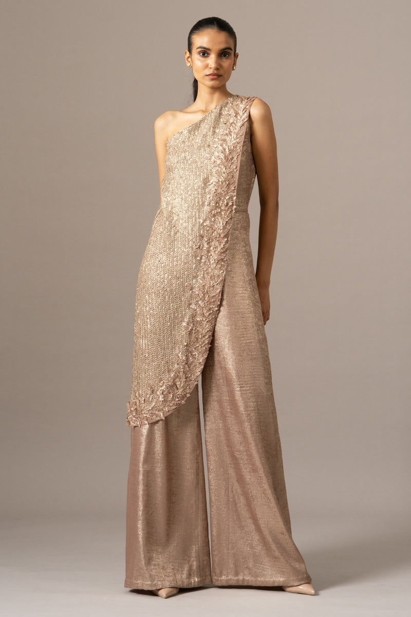 Fern Applique One Shoulder Jumpsuit