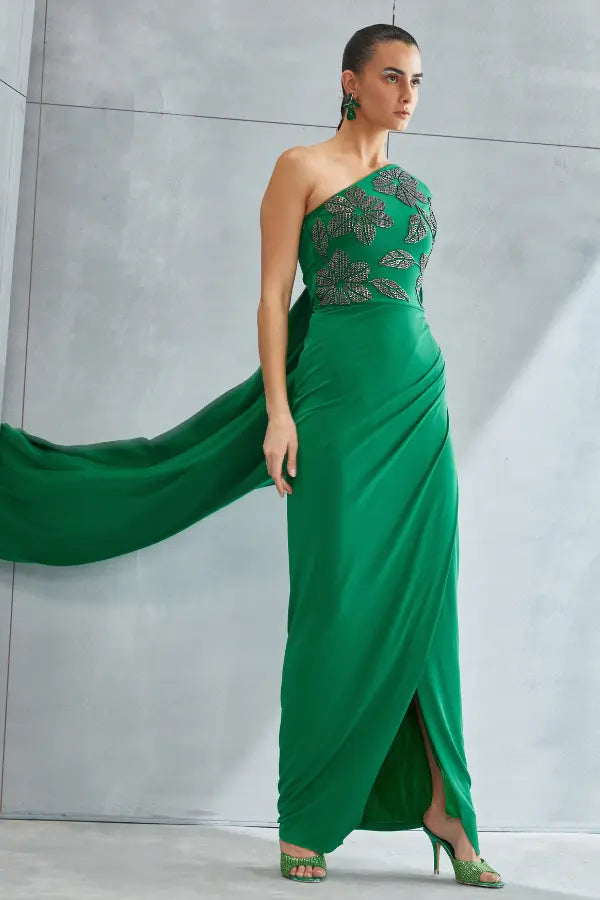 River Leaf One off Shoulder Gown Namrata Joshipura