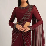 SILVER DUST EMBELISHED DRAPE SAREE Namrata Joshipura Online