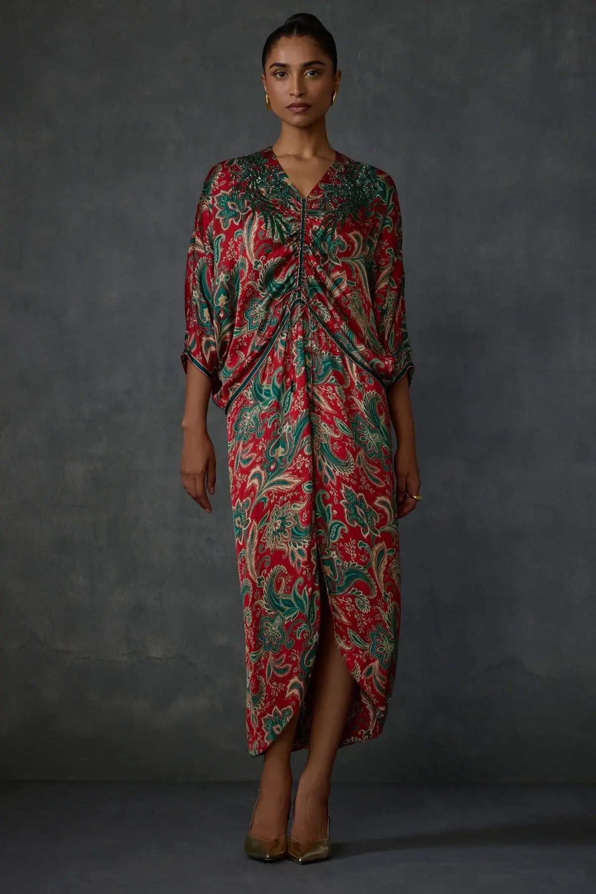 Winter Paisley Drawstring Dress Namrata Joshipura Online