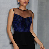 Metallic Scallop Peplum Top Namrata Joshipura Online