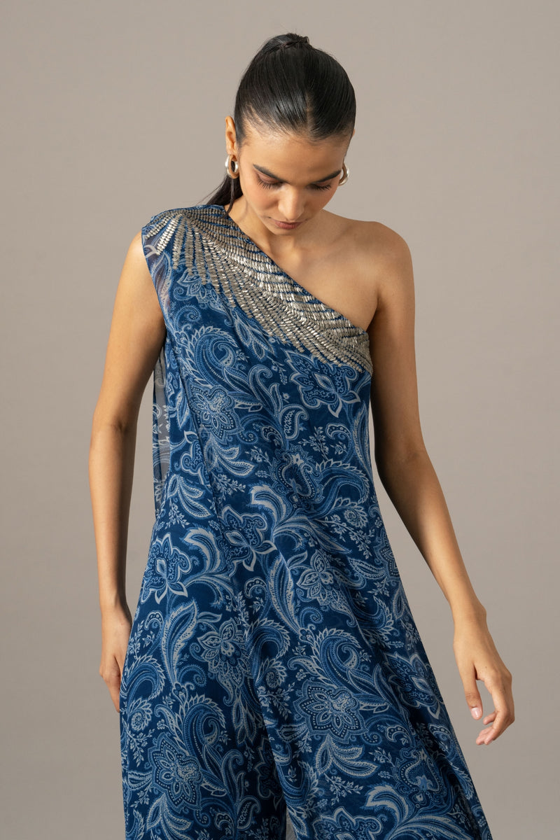 Paisley One Shoulder Fern Jumpsuit