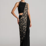 COSMIC DUST DRAPED SAREE WITH HALTER NECK BLOUSE