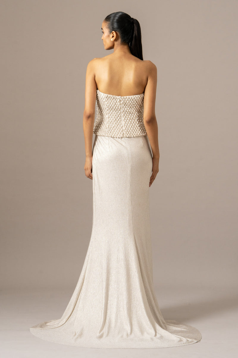 Pearl Drops Corset With Trail Skirt Set