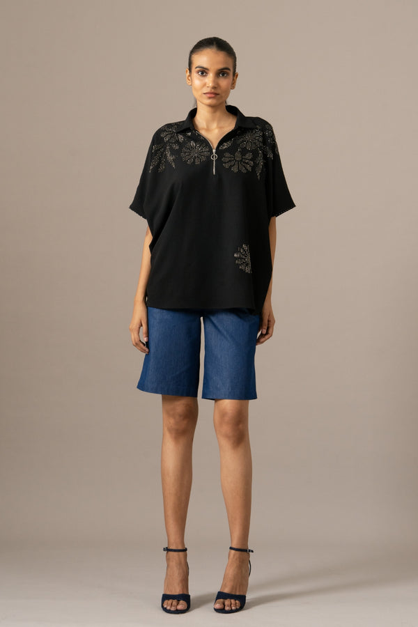 Grace Backtie Zipper Top