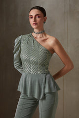 Streaks Peplum Pant Set