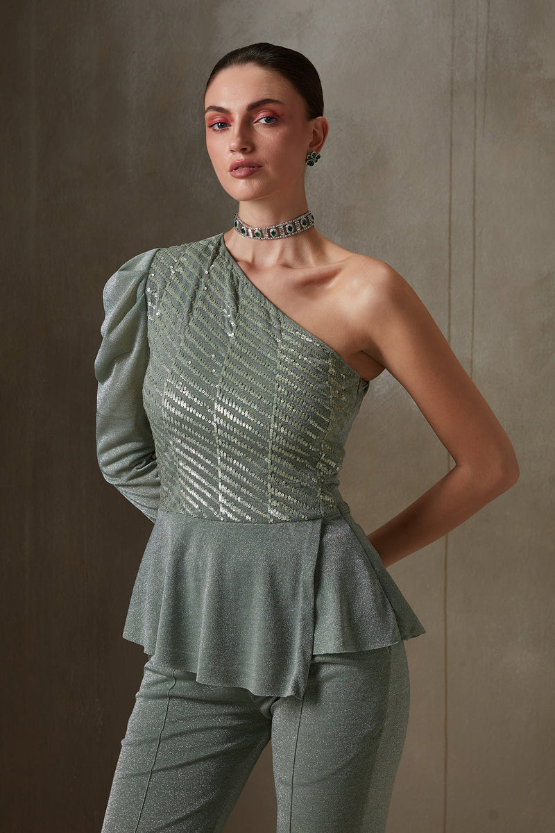 Streaks Peplum Pant Set