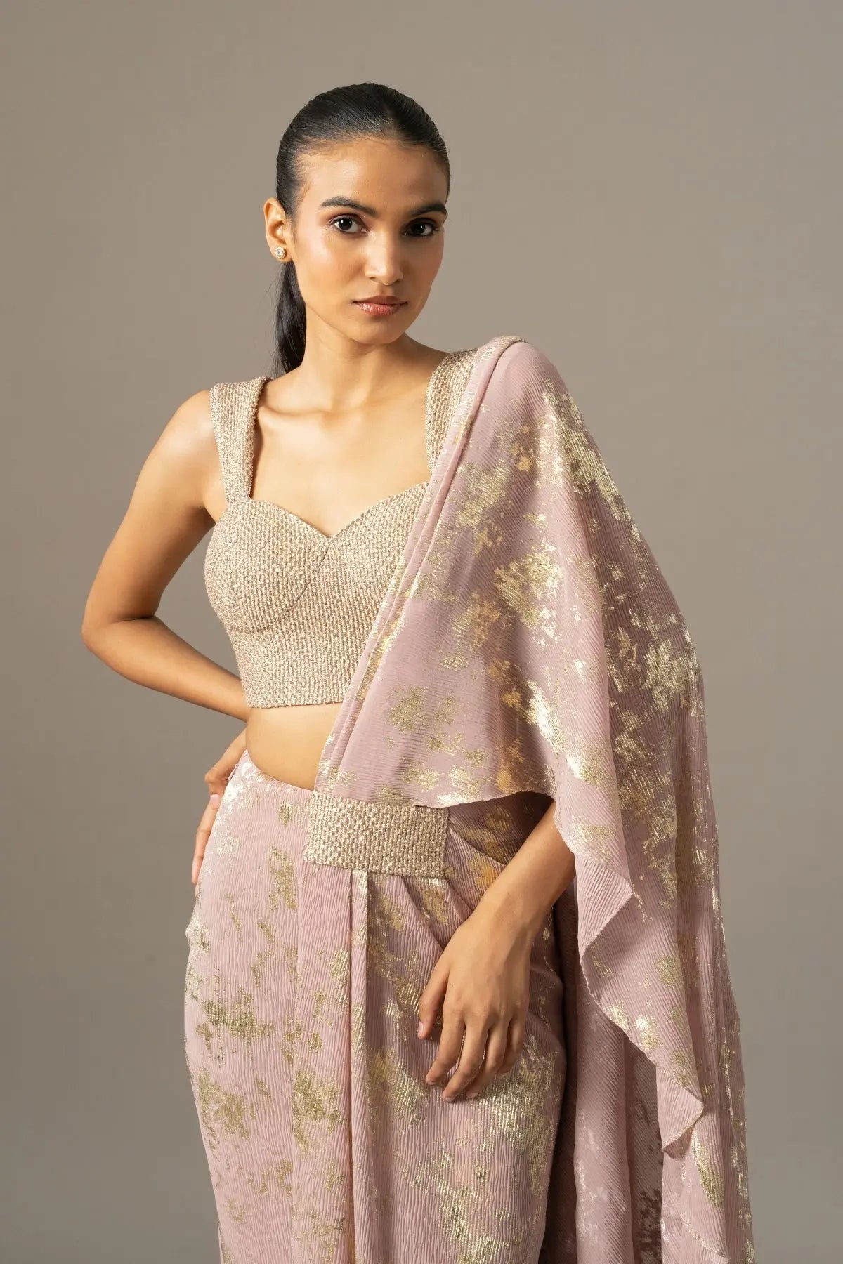 Diamond Dust Blouse With Draped Saree Namrata Joshipura Online