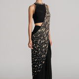 COSMIC DUST DRAPED SAREE WITH HALTER NECK BLOUSE