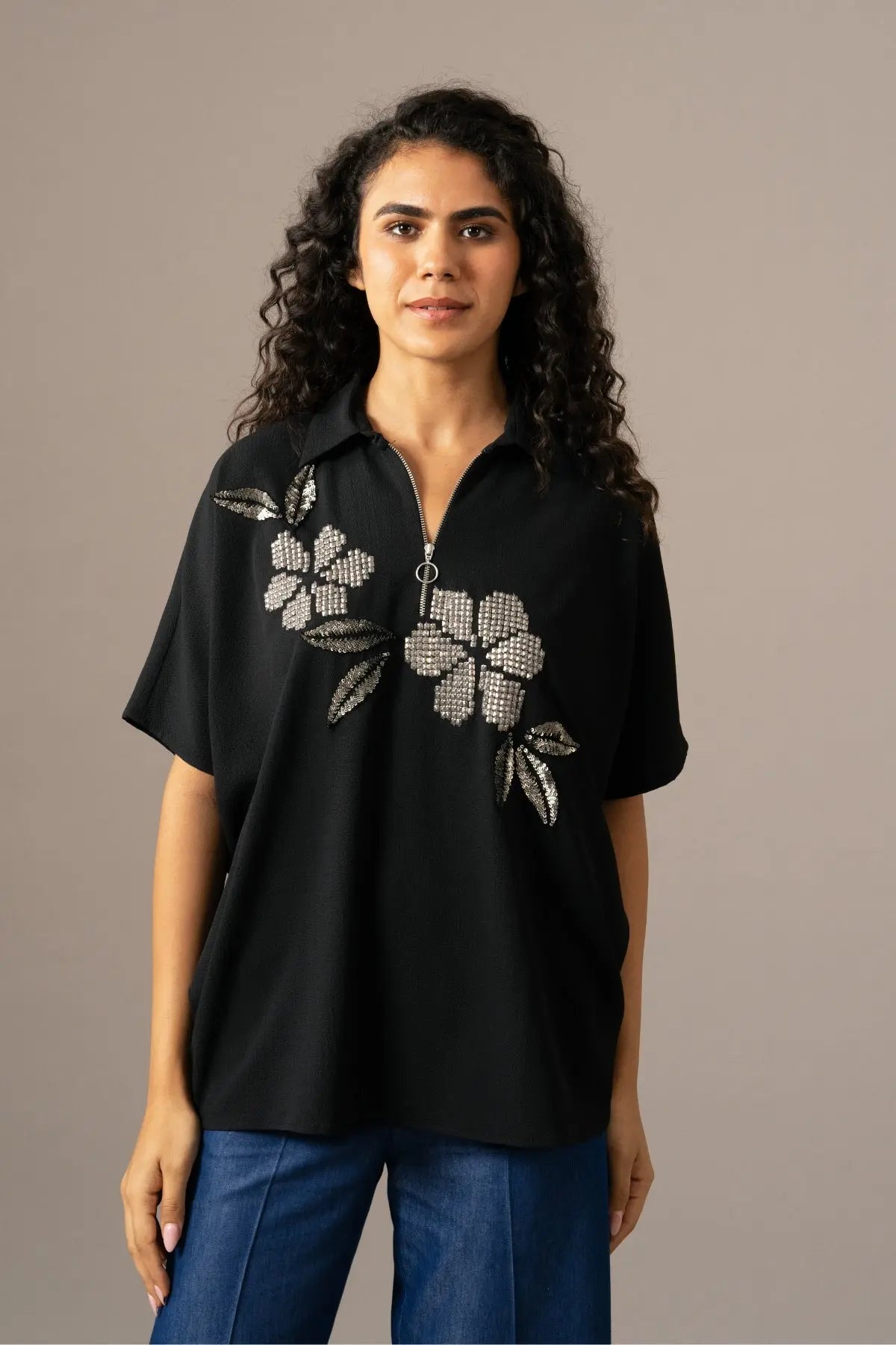 Moonflower Back Tie Zipper Top Namrata Joshipura Online