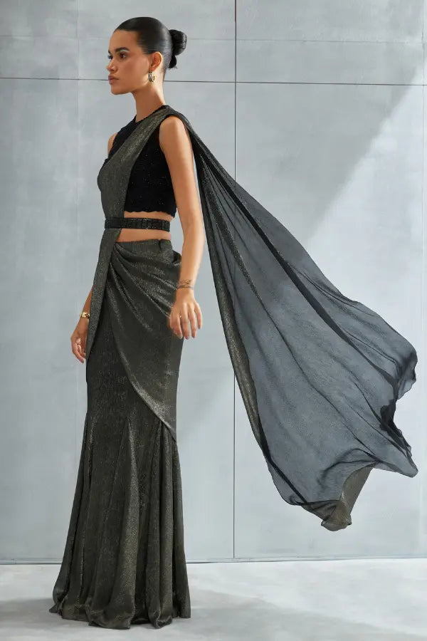 Metallic Scallop Drape Saree Namrata Joshipura