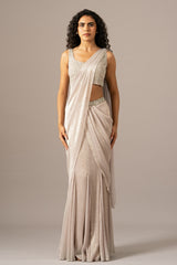 Iris Crusted Blouse With Mermaid Drape Saree