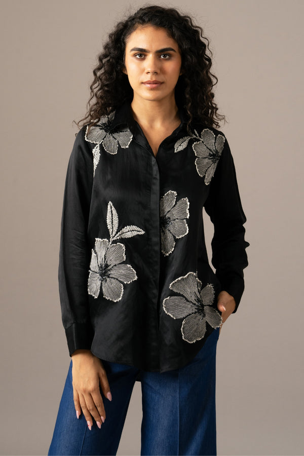 Poppy Flower Emb Shirt