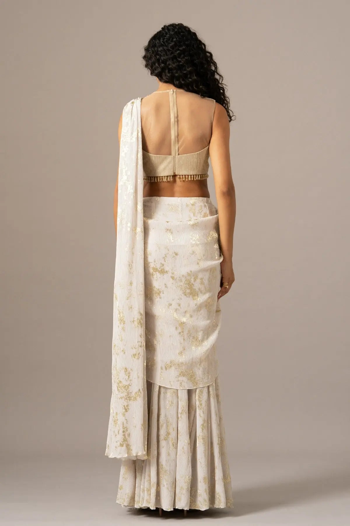 Chevron Dust Blouse With Mermaid Drape Saree Namrata Joshipura Online
