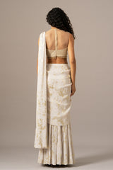 Chevron Dust Blouse With Mermaid Drape Saree