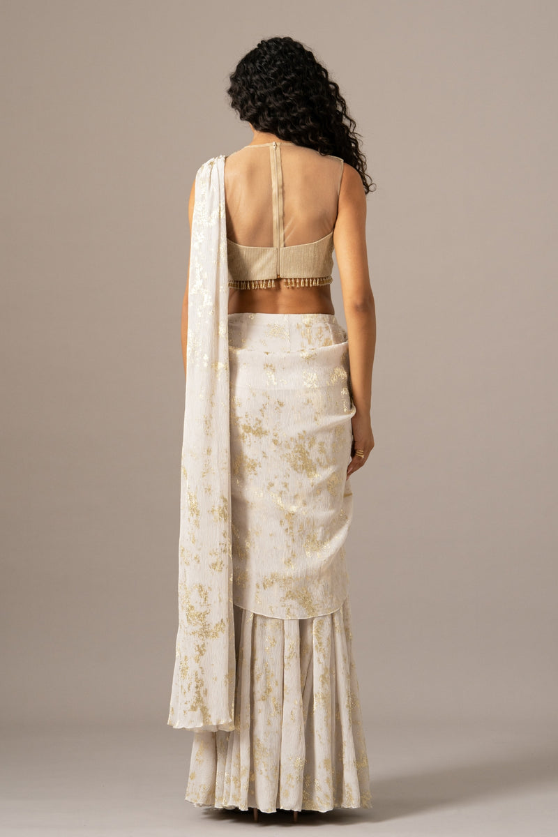 Chevron Dust Blouse With Mermaid Drape Saree