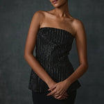 Glissara Off-shoulder Devil Peplum Top With Skirt Set Namrata Joshipura Online