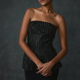 Glissara Off-shoulder Devil Peplum Top With Skirt Set Namrata Joshipura Online