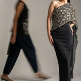 COSMIC DUST SEQUIN DRAPED GOWN