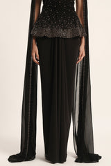 Silver Dust Peplum Top With Skirt And Cape