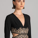 CYPRUS ASYMMETRIC DRAPE DRESS