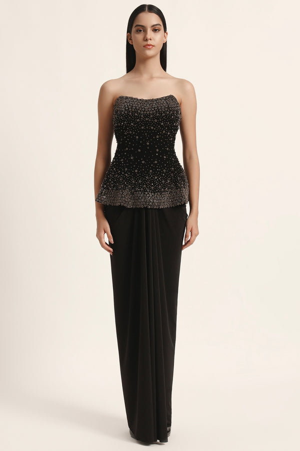 Silver Dust Peplum Top With Skirt