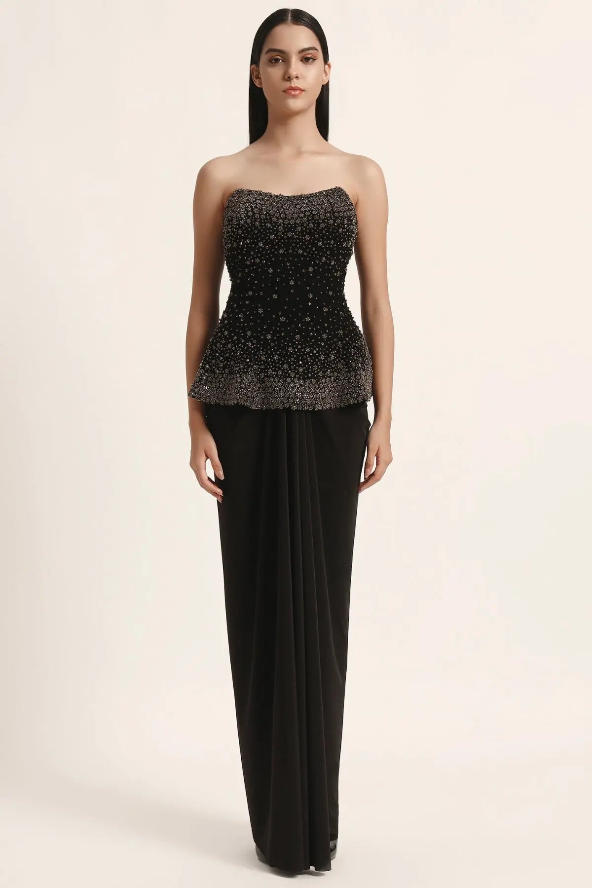 Silver Dust Peplum Top With Skirt Namrata Joshipura Online