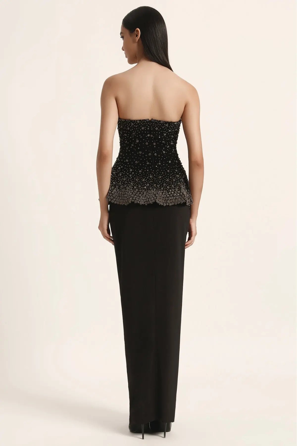 Silver Dust Peplum Top With Skirt Namrata Joshipura Online