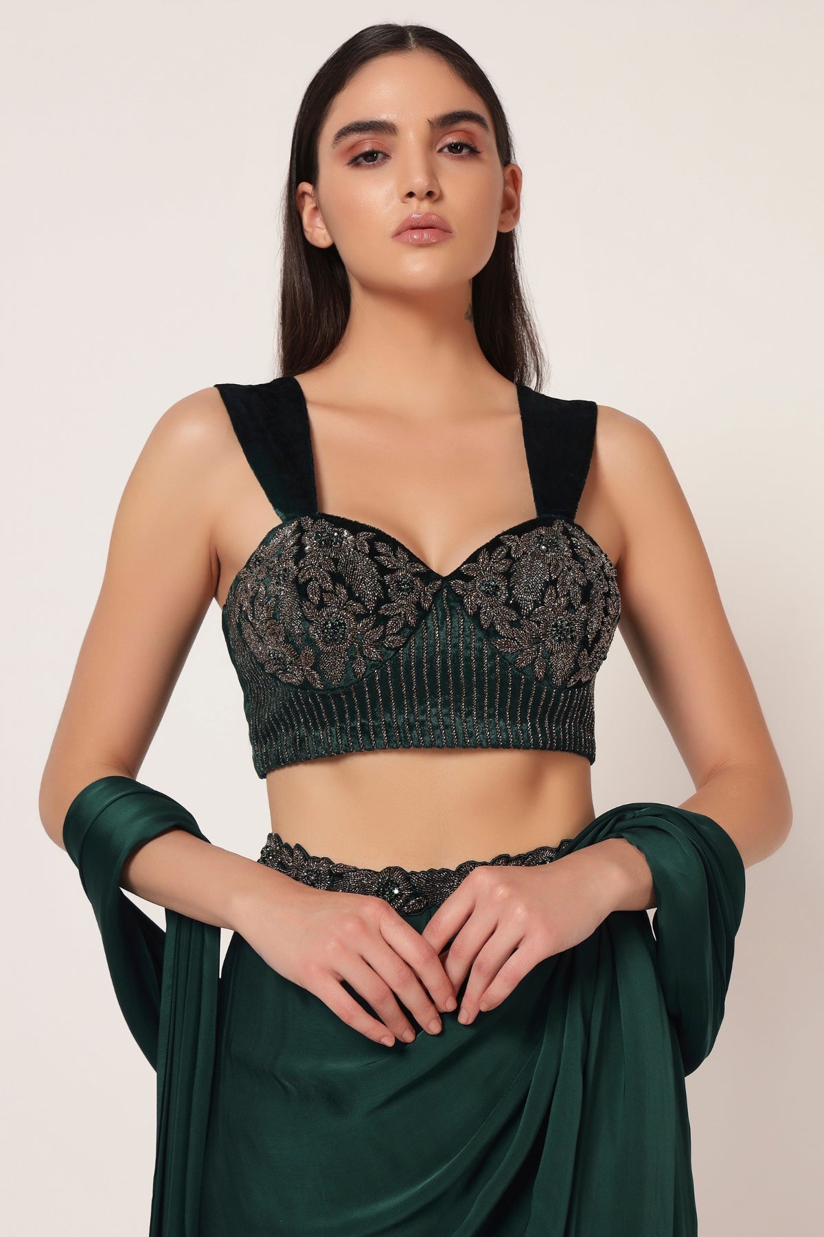 MARIELLE CORSET BLOUSE WITH DRAPE SAREE Namrata Joshipura Online