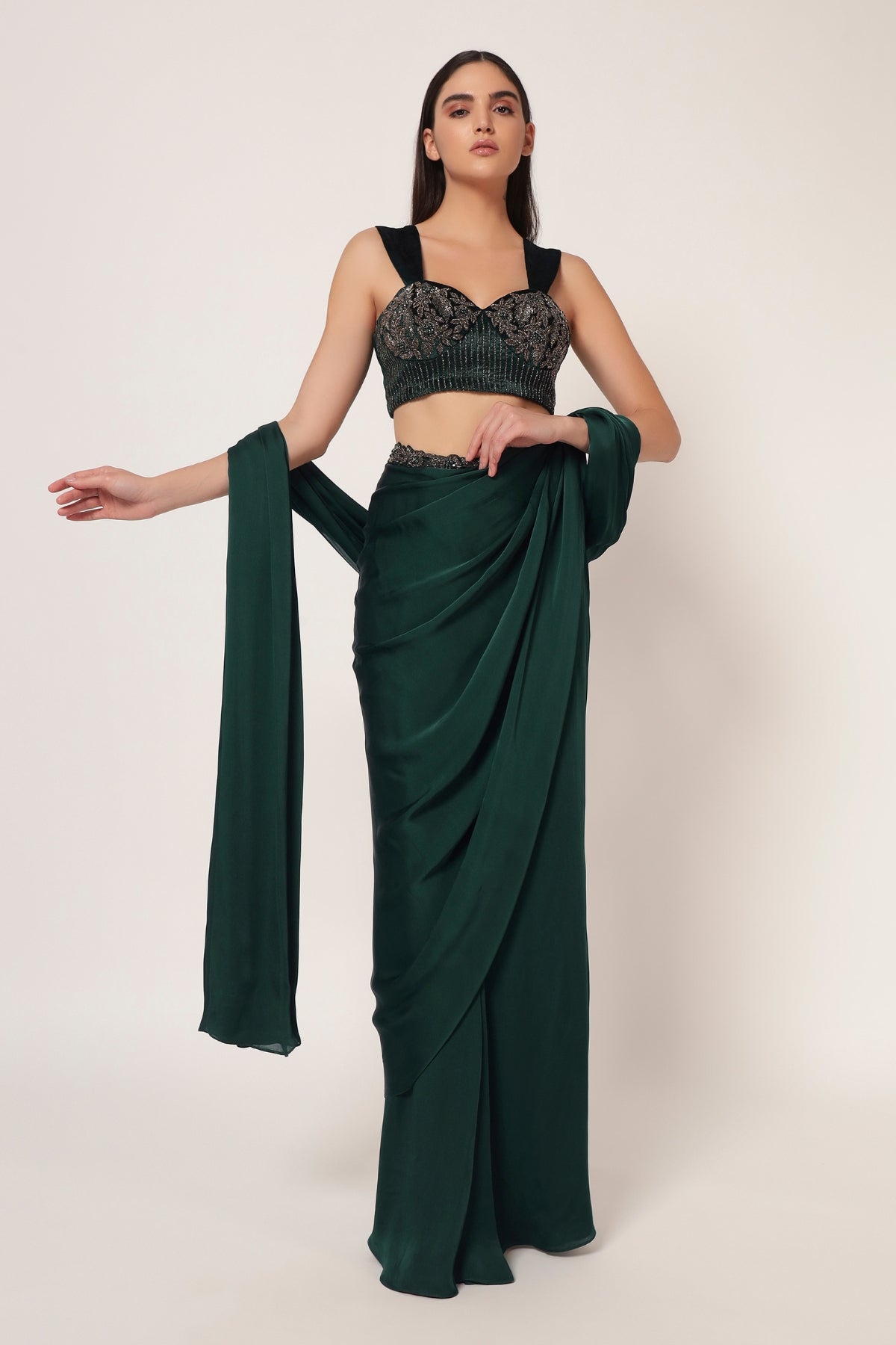 MARIELLE CORSET BLOUSE WITH DRAPE SAREE Namrata Joshipura Online