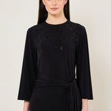 MIDNIGHT BLOOM WAIST TIE DRAPE DRESS Namrata Joshipura Online