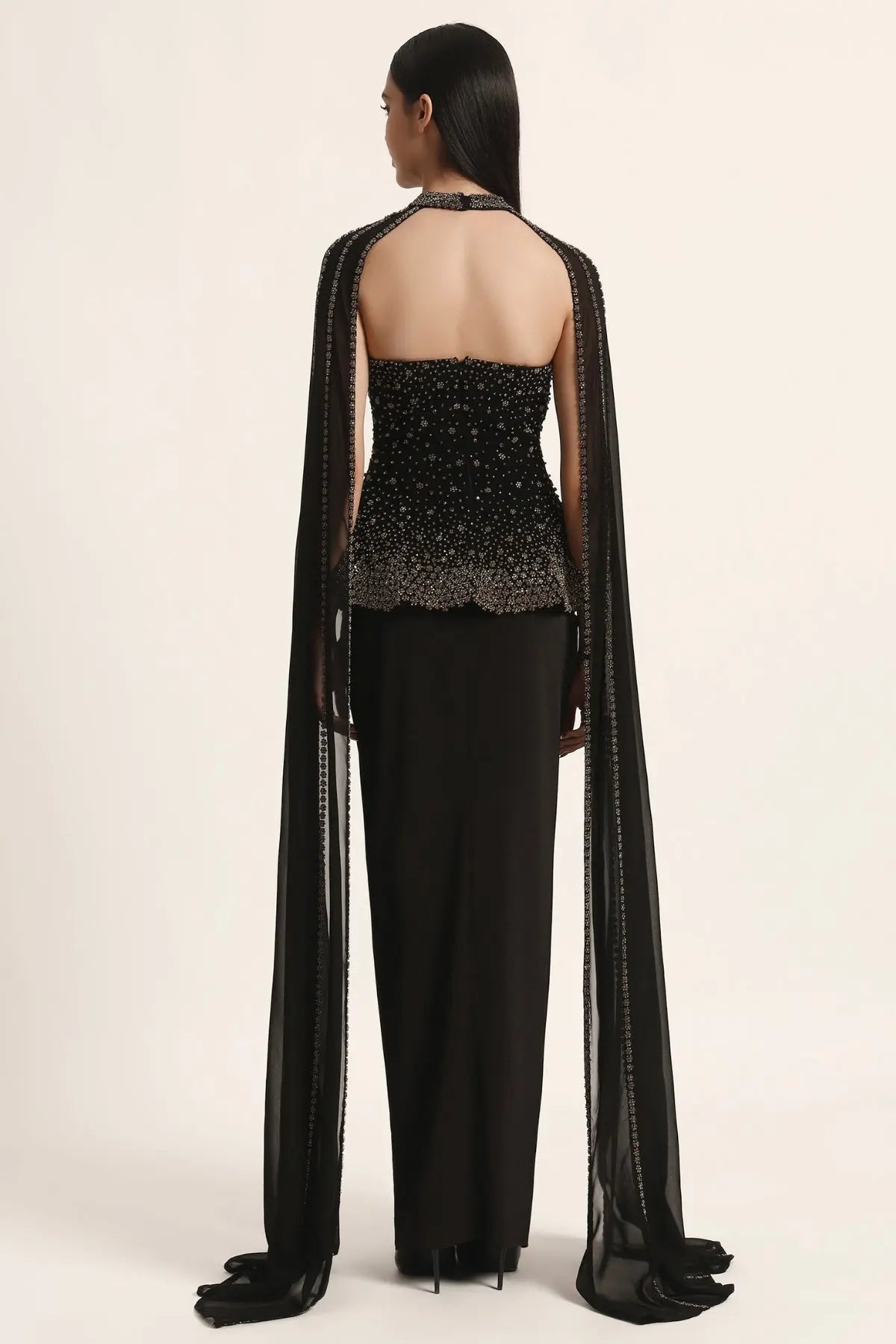 Silver Dust Peplum Top With Skirt And Cape Namrata Joshipura Online