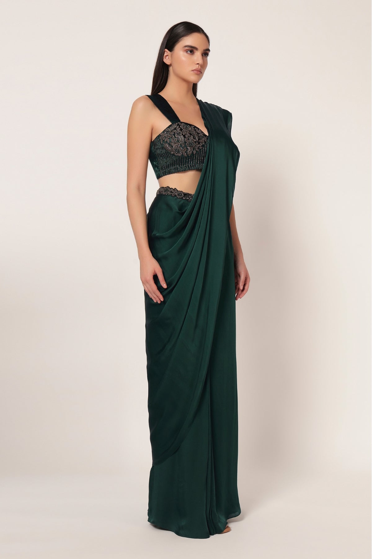 MARIELLE CORSET BLOUSE WITH DRAPE SAREE Namrata Joshipura Online