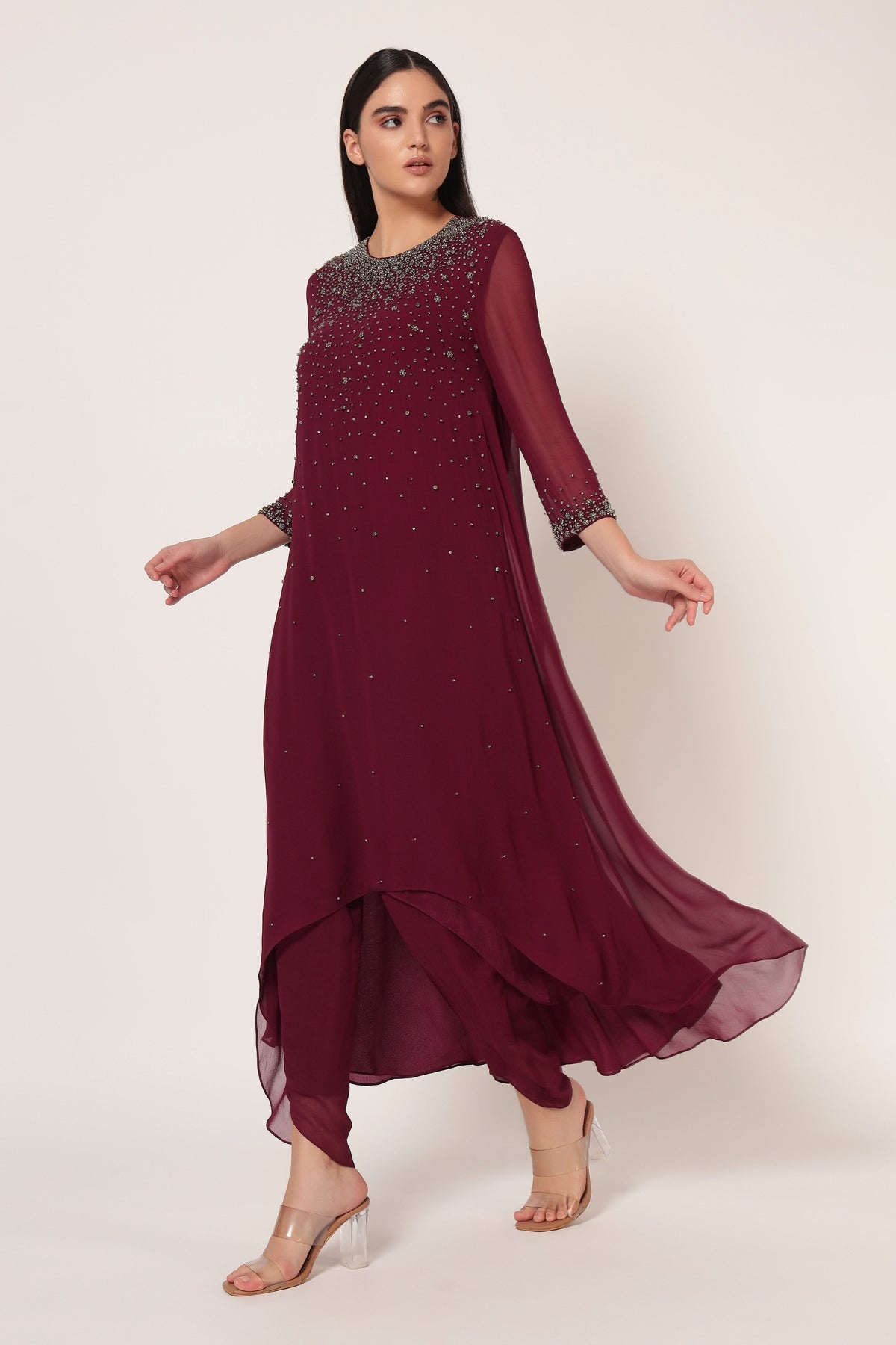 SILVER DUST HI-LOW CO-ORD SET Namrata Joshipura Online