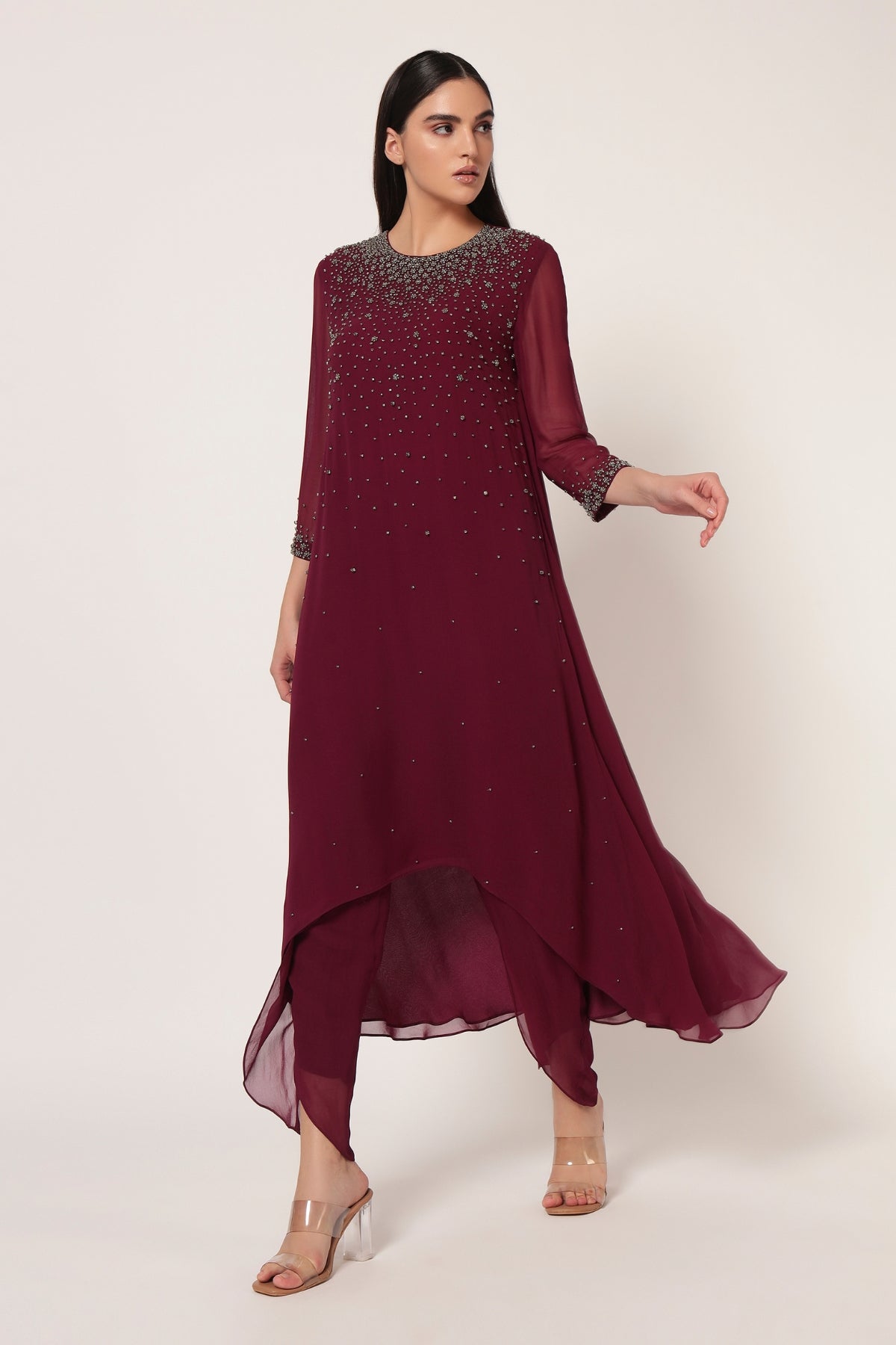 SILVER DUST HI-LOW CO-ORD SET Namrata Joshipura Online