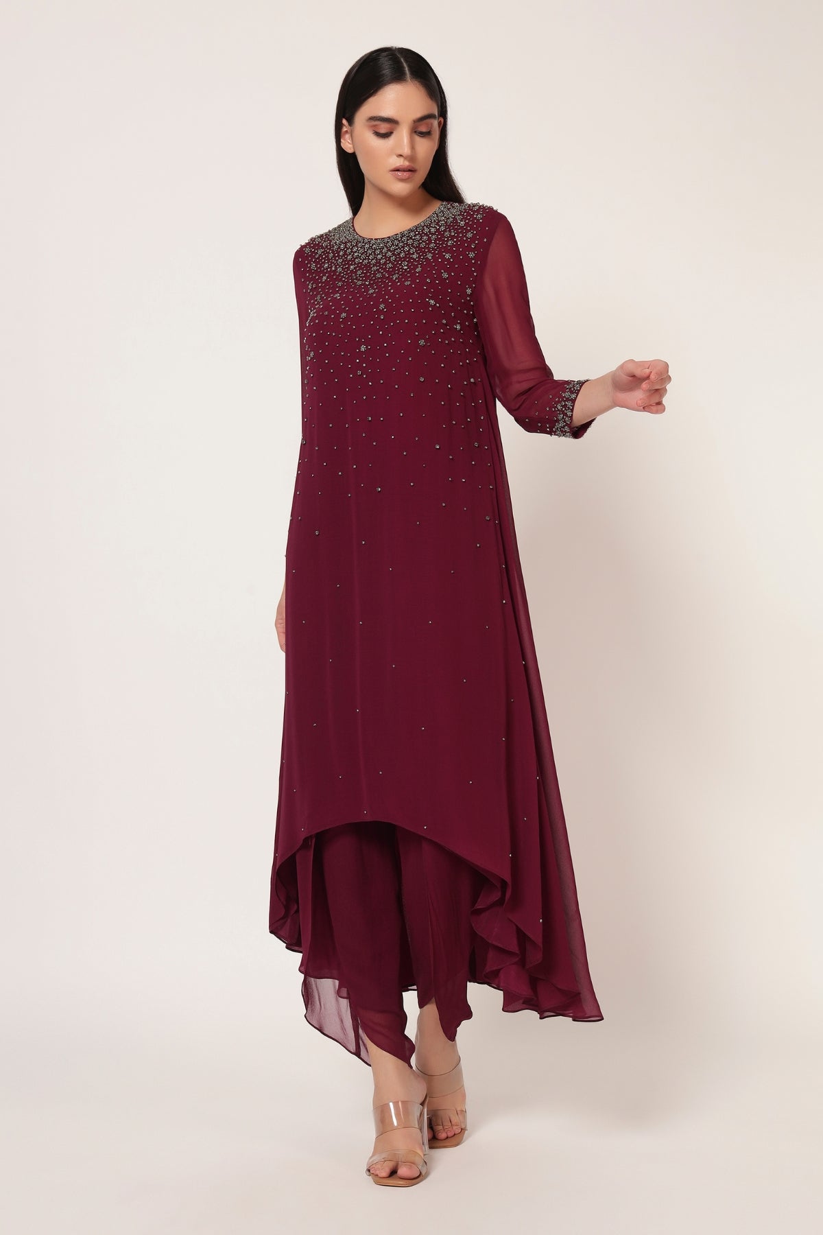 SILVER DUST HI-LOW CO-ORD SET Namrata Joshipura Online