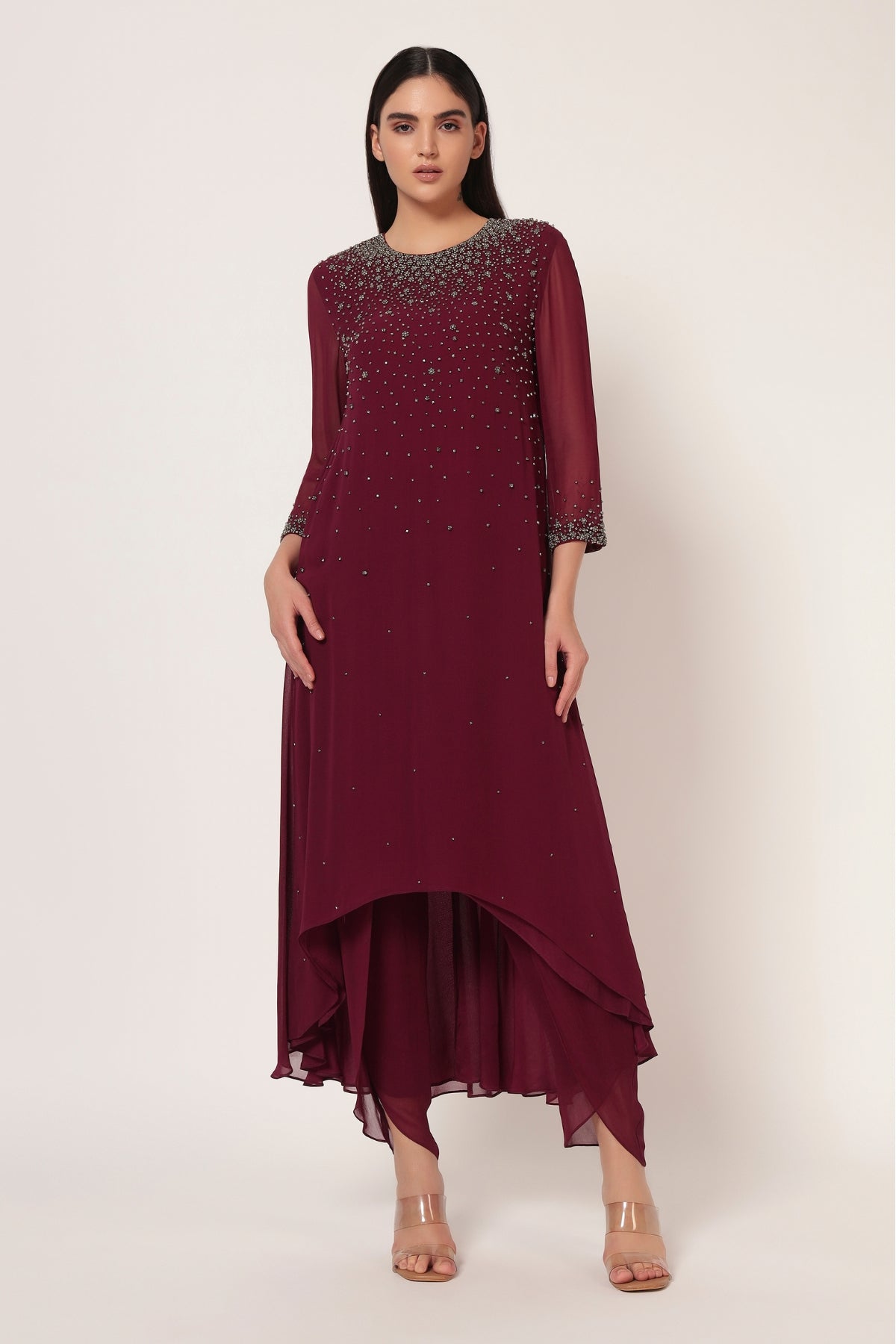 SILVER DUST HI-LOW CO-ORD SET Namrata Joshipura Online