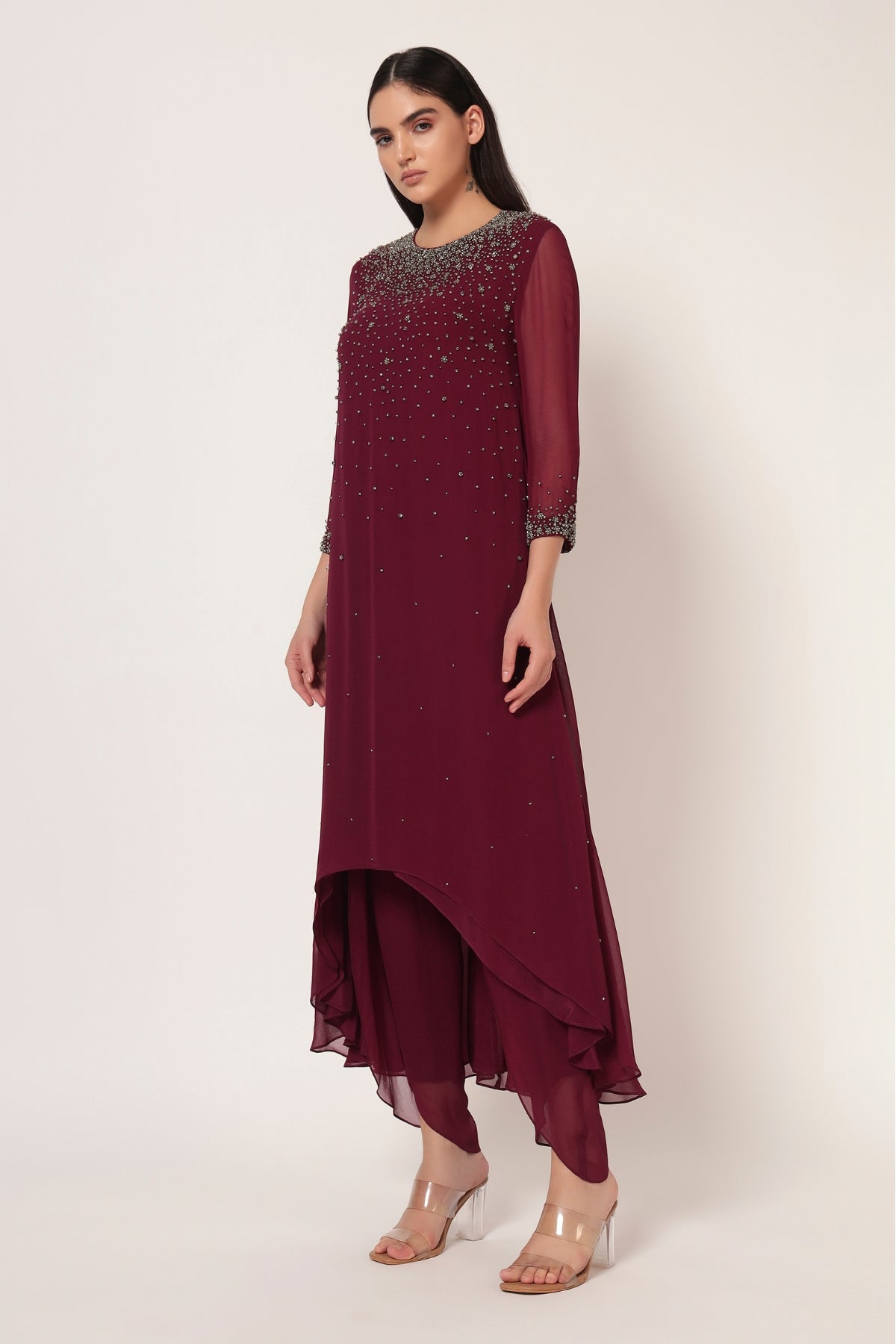 SILVER DUST HI-LOW CO-ORD SET Namrata Joshipura Online