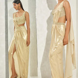 Metallic Foil Pleated Saree Namrata Joshipura