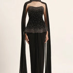 Silver Dust Peplum Top With Skirt And Cape Namrata Joshipura Online