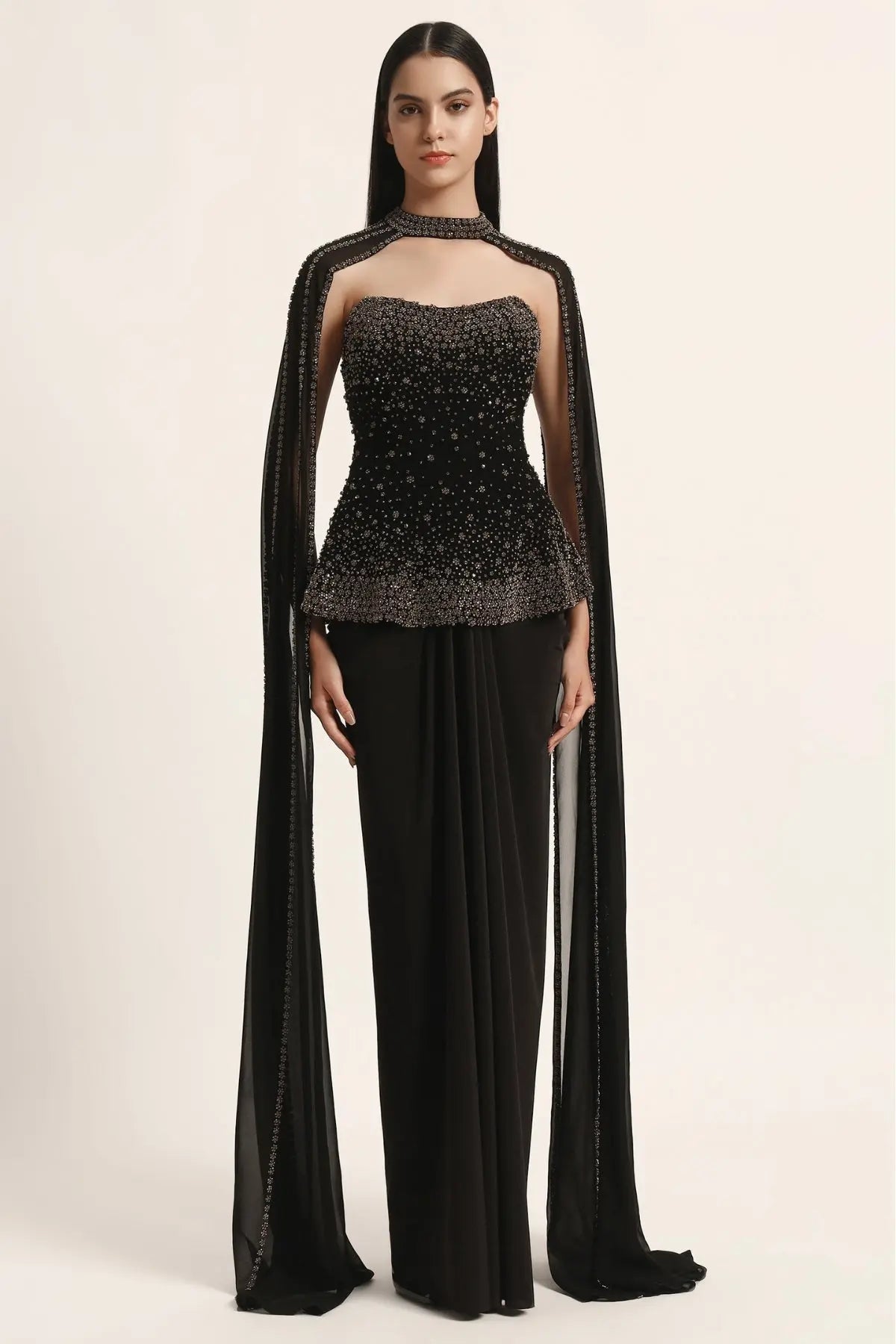 Silver Dust Peplum Top With Skirt And Cape Namrata Joshipura Online