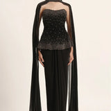 Silver Dust Peplum Top With Skirt Namrata Joshipura Online