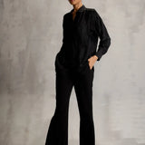 Era Fringe Classic Shirt Charcoal Namrata Joshipura
