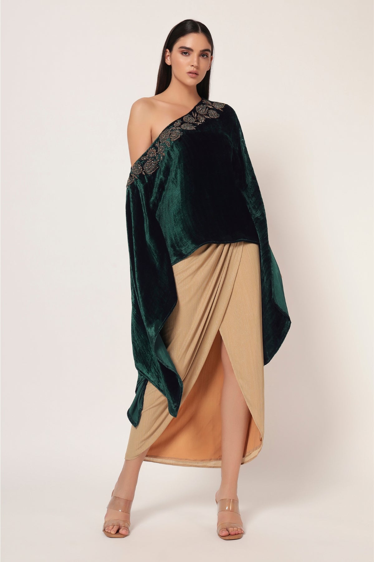 MARIELLE ONE OFF SHOULDER KAFTAN WITH DRAPE SKIRT Namrata Joshipura Online