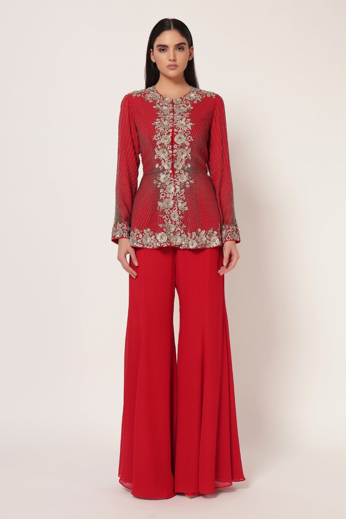 TIMELESS BLOOM PEPLUM SHARARA SET Namrata Joshipura Online