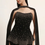 Silver Dust Peplum Top With Skirt And Cape Namrata Joshipura Online