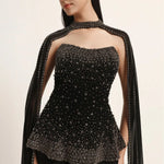 Silver Dust Peplum Top With Skirt Namrata Joshipura Online