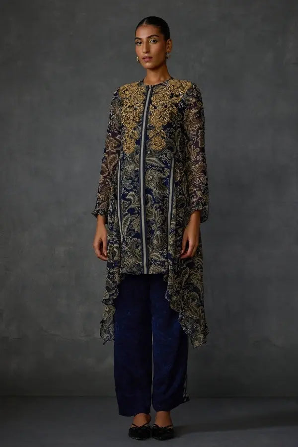 Myrrah Paisley Trapeze Asymetric Kurta Set With Dupatta Namrata Joshipura Online