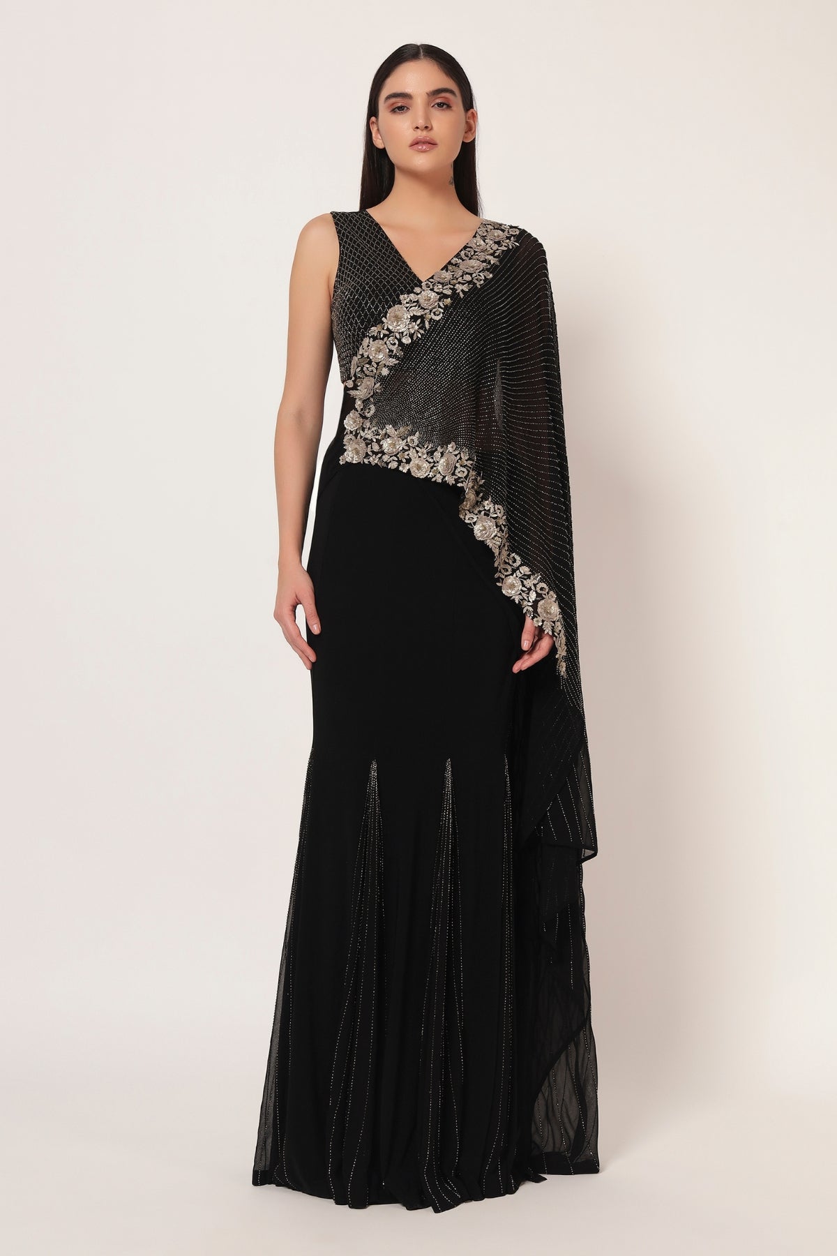 TIMELESS BLOOM GODET DRAPE SAREE Namrata Joshipura Online